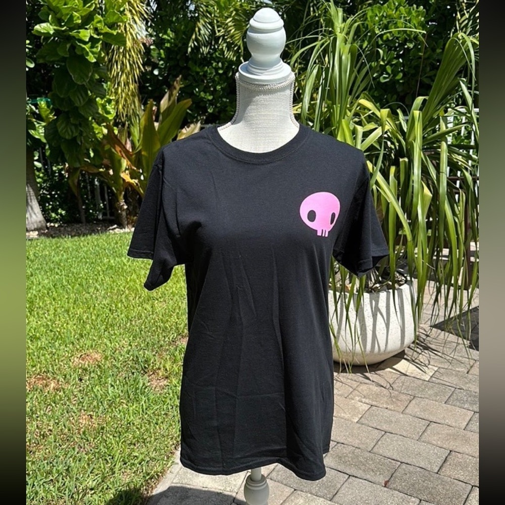 Kuromi Sanrio Black Double Sided T Shirt Tee Size S Small Pink Skull